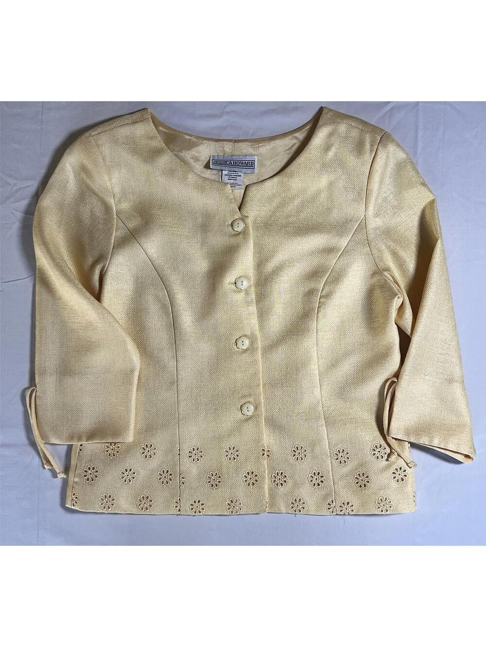 Jessica‎ Howard Women’s Cream Linen Blend Jacket Blazer Size 14 USA Made